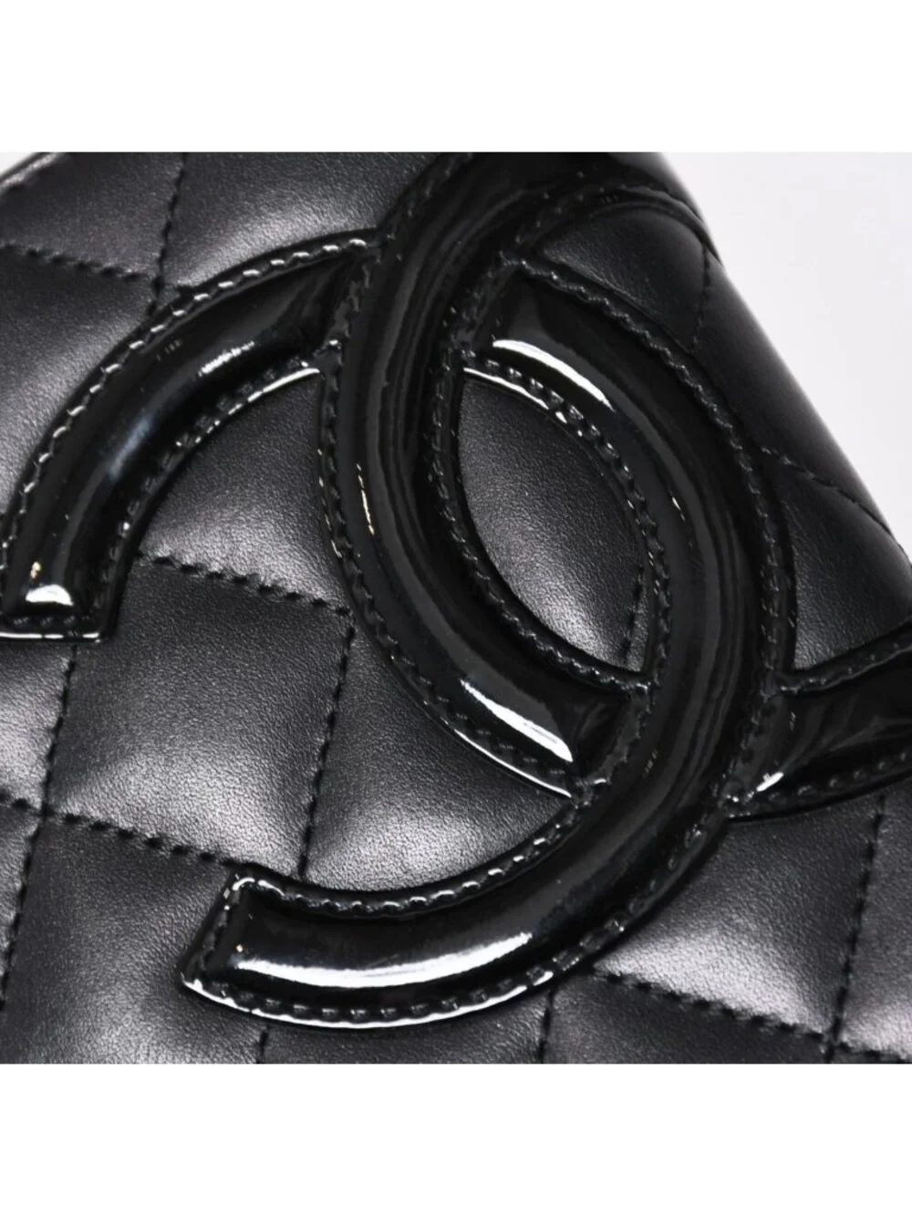Chanel Cambon Line Wallet CC Logo Patch Calfskin Black Pink Silver